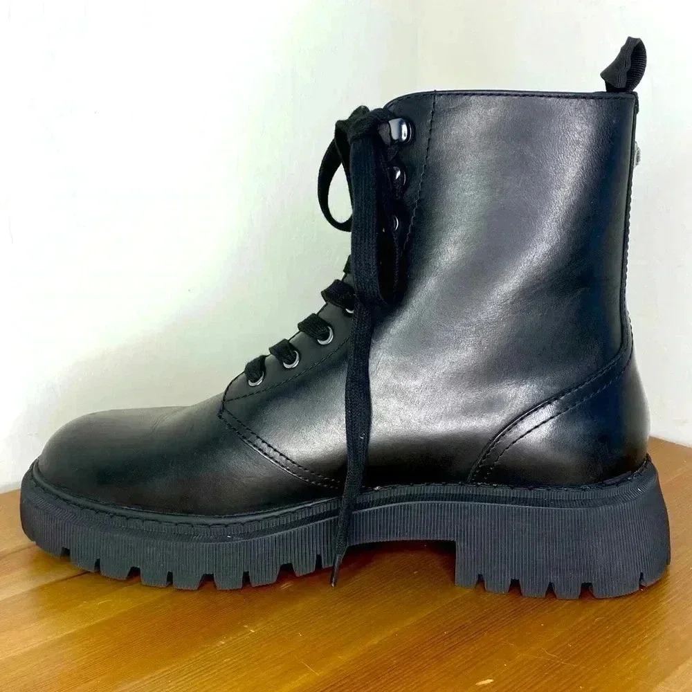 NEW Kurt Geiger London Men's Ryder Lace-Up Combat Leather Boots size EU43.5 US10